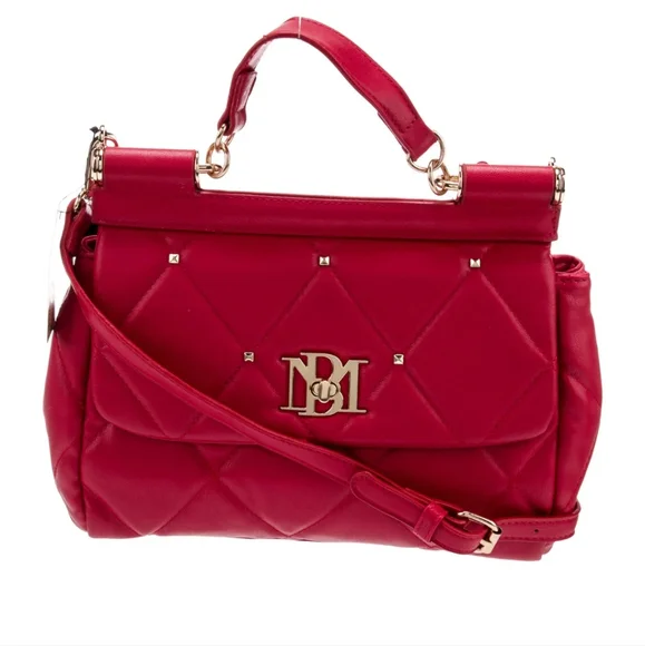 Badgley Mischka Red Quilted Padded Hand Bag NWT - Picture 1 of 6